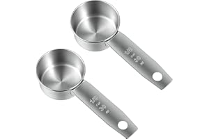 Tyqour 2 st 1/8 mätskedar 1/8 kopp (30ml, 1oz) mätkoppar 1/8 teske mätsked Rostfritt stål kaffe mätsked Hållbar metall mätkop
