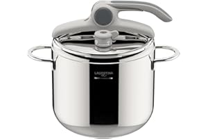 Lagostina Deliziosa Lagoeasy'Up®, Pentola a Pressione, Acciaio inox, Compatibile con Induzione e Gas, Diametro 22 cm,Capacità 7 L, 010038010605