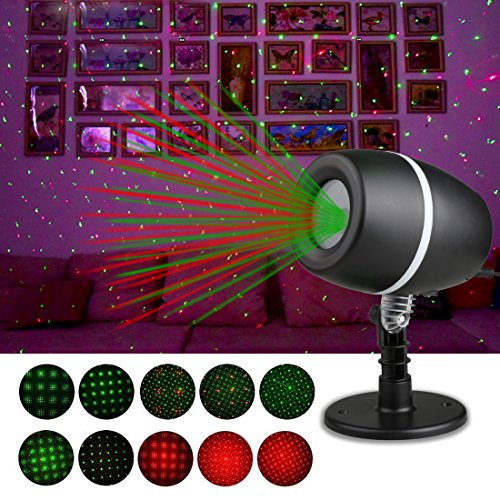 AGOTD Led Licht Projektor,Landschaftprojektor, wasserdicht Outdoor Garten Scheinwerfer, LED Lichteffekt, innen/außen IP65, 3 Farben/Modi, dynamische und statische Motive, 6 Stunden Timer, Gartenleuchte Projektor, Mauer Dekoration, Party Licht, Gartenlicht für Festen, Weihnachten, Karneval (Rot + Grün) - 7