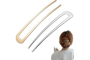 JITNGA 2 Stück U-Förmige Haarnadel French Style Hair Clip Metall Vintage Haarnadel Gabel Sticks 2 Zinken Updo Frisur Chignon Pins Hair Styling Zubehör Für Frauen Mädchen Dame (Gold, Silber)