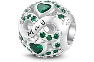 LONGLUCK CHARMS & BRACELETS Pierre de naissance des douze mois,Bijoux pour femmes,Compatible Pour Pandora les bracelets et les colliers Charms de,Cadeaux pour femmes.