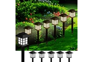 YZYOE 6 Packs of LED Solar House Lights, Outdoor Courtyard Decoration Floor Plug-in Warm Light, Wireless Dusk to Dawn Waterproof Garden Road Landscape Lights.