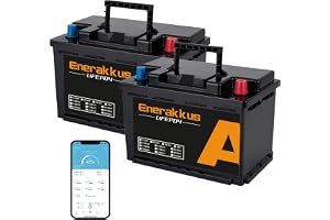 2-pack enerbatterier 12 V 100 Ah LiFePO4 mini litiumbatteri, 100 A BMS Bluetooth-skydd, 10 års livslängd med upp till 15 000