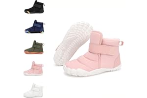Dinint Kinder Winter Barfußschuhe Leicht Rutschfest Winterstiefel mit Breite Zehenbox für Jungen Mädchen Outdoor Trekking-Wanderschuhe EU26-36