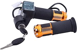 Kunray Poignée d'accélérateur universelle pour scooter électrique 12-96 V 48 V avec écran LCD et verrouillage du bouton d'allumage - Poignée d'accélérateur électrique pour karts