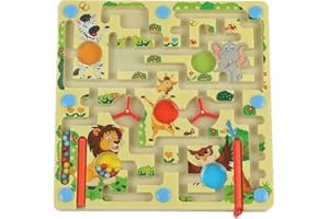 FUNNYGOO Laberinto M Beads Laberinto Magnetic Pen Board Juegos + Flying Flight Chess Game Toy (Animales en el zoológico)