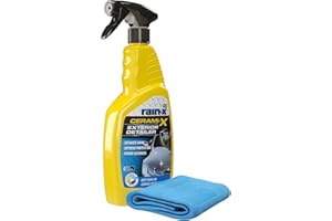Rain-x Cerami-X Detailer Tratamiento Cerámico Coche, Cera Coche Brillo Alto con Protección Hidrofófica y UV, Protege 3 Meses y Paño, 750 ml