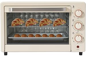 CUCUMMOO Mini forno da 22 l, piccolo forno con bistecchiera e griglia, 1000 W, timer da 60 minuti, forno per pizza, 120-250 °C, forno elettrico per famiglie, feste, barbecue, snack bar, dessert