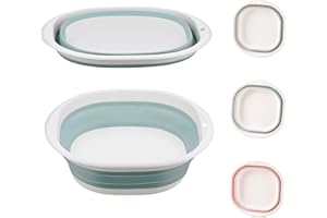 YENLK Collapsible Washing Up Bowl, Portable Wash Basin Silicone Plastic Basket Multipurpose Outdoor Travel Basin Camping Sink, Space Saving Folding Washtub (Blue, 3.5L)