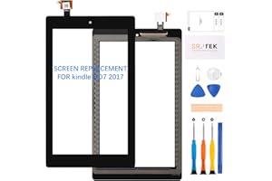 SRJTEK Compatibile Per Amazon Kindle Fire HD 7 7th Screen Sostituzione HD 7 2017 Touch Digitizer Pannello Sensore Vetro Kit Lente (Nero Touch)