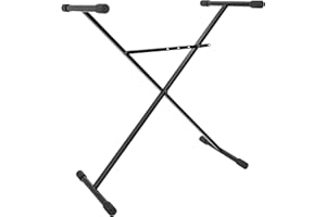 BoomToneDJ KS1 Support pour clavier Stand X réglable en hauteur de 65 à 95cm. Support pour piano numérique, clavier, synthétiseur, clavier maitre, stand DJ. Facile à transporter. Charge maxi 15kg.