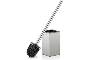 Scopino per WC, QIUFEN Spazzolone Bagno WC, Asciugatura Rapida Scopettino Bagno, Scopino WC Acciaio Inox per bagno, Facile da Pulire, Poco Ingombrante - Argento