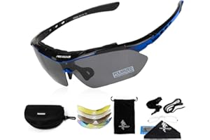 FREE SOLDIER Lunettes Homme de Cyclisme Lunettes anti-UV400 Tactiques Militaires 5 en 1 Lunette Peche pour VTT Airsoft Course à Pied, Conduite, Sports de Plein air