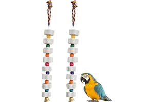 AOMHREK 2 Pcs Juguetes para Masticar Pájaros, Juguetes para Periquitos y Cacatúas, Piedra de Calcio para Masticar Pájaros, Juguetes de Piedra de Calcio para Loros, Juguetes Masticables Largos para Pájaros