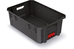 KISTENBERG Transport Box Tool Box Module Box X-Block Load Capacity up to 50 kg Plastic Stackable Black 544 x 362 x 200 mm