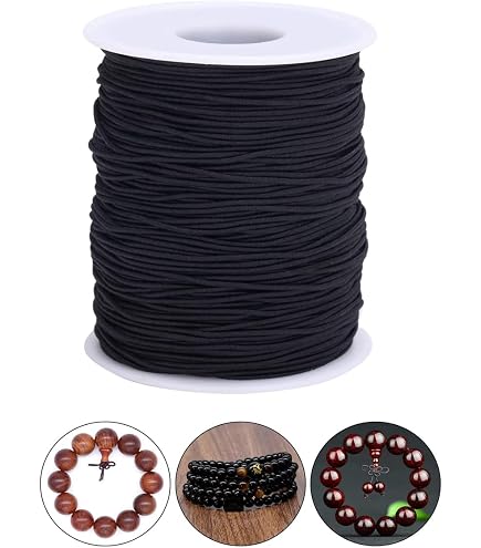 Filo Elastico Per Braccialetti – 1 Mm X 5 M, Nero, In Nylon E Lattice, Perfetto Per Gioielli Fai-da-te