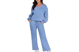 vokkrv Conjunto Chándal Mujer Invierno Otoño Chándal 2 piezas Conjunto Casual Deportivo Sudaderas sin Capucha y Pantalones Deporte Largos Conjunto Dos Piezas Elegante Sudaderas Deportiva