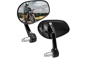 KEMIMOTO 2 Rétroviseurs Moto homologués, Rétroviseurs Universels 7/8" 22 mm, Pliables Rotatifs à 360° Compatibles avec les Scooters ATV