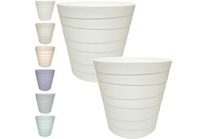 MAKREL® Pastel Colours Plastic Waste Paper Basket Bin Modern Step Design Trash Can for Kitchen, Bathroom, Office (2 x White, 7 Litre)