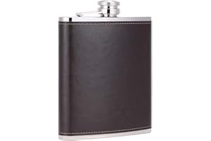 TOX TANEAXON TANEAXON Petaca de Licor de Whisky de Gran Capacidad de 18 onzas de Color Café con Cuero Artificial Envuelto