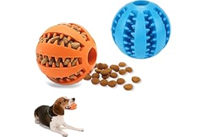 ZHIHUITL Palline per Cani,2 pezzi per Pulito dei Denti di Cane,Palla da Masticare per Cani,Palla per L'alimentazione del Cane,Giocattolo interattivo Resistente per Cani-5cm(blu/arancione)