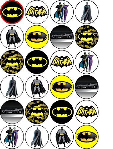 Kuchendekoration, Batman-Motiv, essbar, Esspapier, 40 mm, nicht geschnitten, 24-teilig