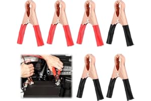 ICYWINK 6 Pièces 50A Pinces Crocodiles de Batterie de Voiture, Pince Voiture Batterie en Cuivre isolées Voiture Pinces de Batterie Electrique pour Câbles de Démarrage Projets Électriques Tests de Tension