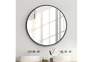 zenmag Round Mirror, 50x50 cm Metal Framed, Large Bathroom, Circle Hanging, Black for Living Room, Bedroom, Entryway Decor