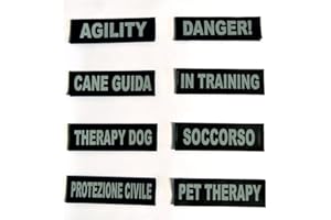 LACUCCIADIFIDO Coppia Pacht Etichette Riflettenti per Pettorina imbragatura cane JULIUS-K9 (CANE GUIDA, 11x3 cm)