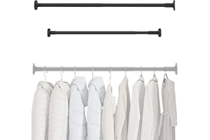 GENERIC Extendable Adjustable Wardrobe Rail (70cm to 120cm), High-Strength Carbon Steel Tension Rods for Curtains Heavy Duty Clothes Rail Pole for Hanging Clothes, Wall Protection, No Drill Installation