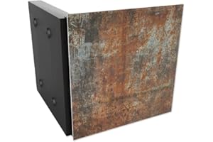 ALLboards Schlüsselkasten Schlüsselbox Rost Korrosion Gitter Ablagerung Rostfarbe Glas Glasboard Magnettafel Memoboard - 30x30x4,7cm,50 Haken, Neodym-Magnete Schlüsselschrank