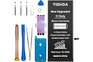 5000mAh Akku für iPhone 11,YISHDA Upgrade Akku Ersatz für iPhone 11 A2111 A2221 A2223 mit professionellem Reparaturwerkzeug Kits