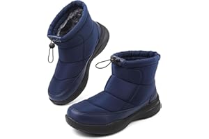 HANANI Snow Boots Mens Winter Ankle Booties Fur Lined Warm Hiking Walking Shoes Non Slip Mid Calf Thermal Outdoor Lightweight Boots