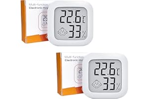 PNGOS Igrometro Digitale Termometro Ambiente Interno, 2 Pezzi Mini Termoigrometro Termometro Casa con Livello di Comfort per Camere da Letto, Ufficio, Serra