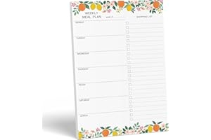 Sweetzer & Orange Planificateur de repas hebdomadaire fruité et bloc-notes magnétique pour liste d'épicerie. Bloc de planification de repas 7x10 » avec liste de courses détachable.