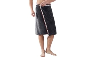 JIAHG Saunakilt Herren, verstellbar Saunahandtuch Duschtuch mit Druckknöpfe, Große Schnelltrockend Saunatuch Saunarock Saunasarong, 70 x 140 cm
