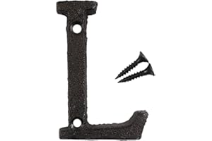 BKBP Schmiedeeisen Dekorationen, Staben Deko, Großbuchstaben, Alphabet Und Nummer Buchstaben, Symbol aus Metall, Kreative DIY Hausnummer Metall Buchstaben, Wand und Tür Dekorationen (L, As Show)