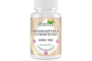 ‎CHEROLINE Cheroline Bindemittel Detox Kapseln 1500mg pro Portion, 12-In-1 Formel mit Aktivkohle, Probioc und Chlorella, für Darm und Leber, Natürlich & Vegan (90 Stück (1er Pack))