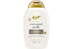 OGX Nourishing + Coconut Milk Conditioner (385 ml), acondicionador hidratante con leche y aceite de coco y proteína de leche hidrolizada, sin sulfatos, para cabello seco