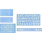 Liquidraw Lettering Stencil Set - 5 Piece | 30, 20, 10, 8, 7 & 6 mm Stencils & 30 cm Ruler with Zig-Zag Cutting Edge | Art, C