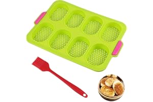 Powmag Mini Plateau de Cuisson, Plateau de Croustillant de Pain, Cuisson Mouleà Pain Français, Moule à Pain Four pour Pain, Hamburger, Muffin, Cuisine (1 lot - vert)