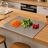 Nestasia Stainless Steel Counter Top Chopping Board (41.5cm x 29cm) | Anti-Slip Rustproof Reversible Cutting Board with Measu