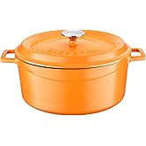 Lava Spring Serisi - D&ouml;k&uuml;m Tencere, Yuvarlak, 28 cm, Mat Emaye, Parlak Siyah Taban, Turuncu