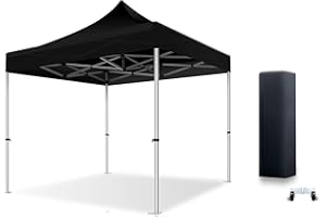 Actiexpress Tente Pliante Barnum Pliant Tonnelle Professionnelle 2x2,3X3,3x4.5,3x6,4x8 Structure en Aluminium 45mm Toit 380g/m² qualité professionelle (Noir, 3x3)