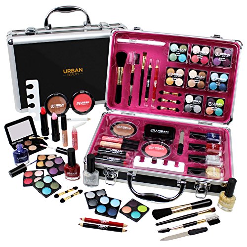 Professional Vanity Case Cosmetic Make Up Urban Beauty Box Travel Carry Gift 57 Piece Storage Organizer - Eyes Lips Face Nail