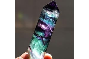 Cristal de cuarzo hexagonal natural, de Ularma, fluorita de curación, piedra preciosa de color verde o púrpura 7.1-7.4cm Colorful