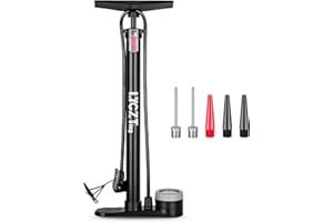 Pompa rowerowa, LYGZTing przenośna pompka do opon rowerowych pompka podłogowa do roweru z manometrem ręcznym aktywowana stopa pompka rowerowa z igłą pompującą i urządzeniem nadmuchiwanym