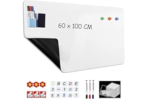 WVWMYM Tableau Blanc Effacable Magnetique,Coller Fermement Tableau Magnetique,Ableau Mural Enfant Pour les Graffitis d'enfants,les Memo Frigo,Plans Hebdomadaires,l'école le Bureau Famille(60 * 100CM)