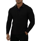 Muscle Cmdr Men's Cotton Muscle Polo T Shirts Slim Fit Business Casual Tee Long & Short Sleeve Ribbed V Neck Top