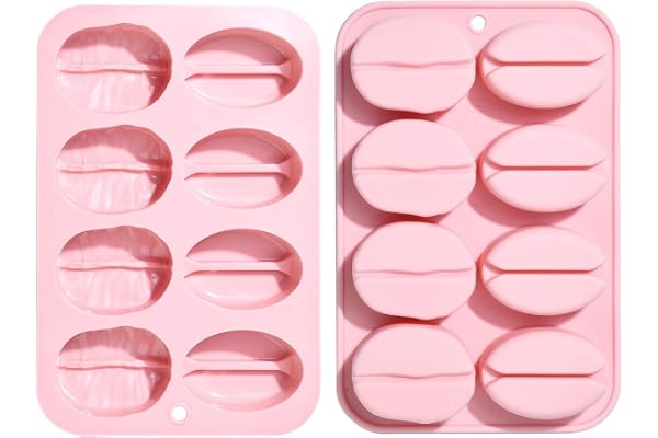 UR URLIFEHALL Lot de 2 moules en silicone en forme de grain de café pour chocolat, biscuits, bonbons, décoration de gâteaux, glaçons, gelée